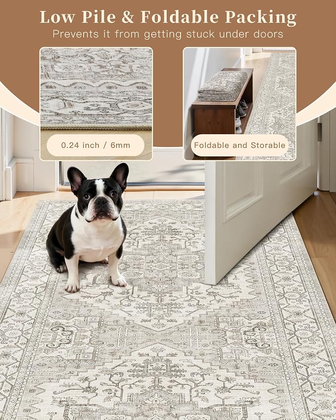Madane Area Rug 3x5, Entryway Washable Vintage Runners Bedroom Non Slip Indoor - Image 6