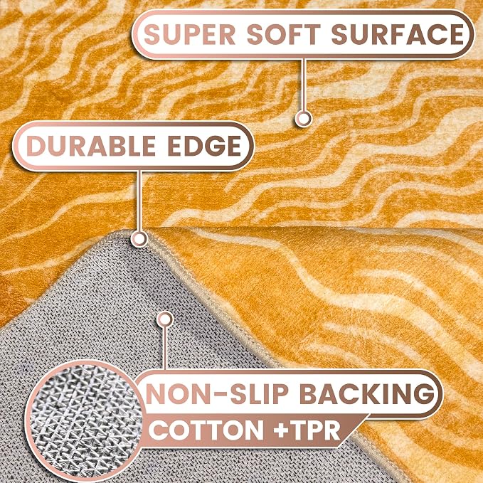 Washable 5x7 Sun Area Rug for Living Room, Retro Brown Sun Modern Boho Large - Image 3