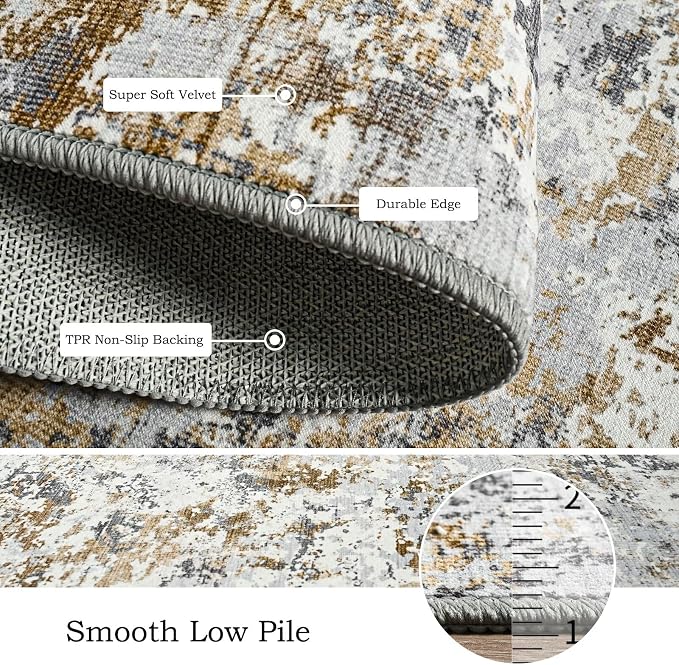 Toneed Abstract Area Rug Modern Washable Rug Soft Non Slip Rug Low Pile - Image 5