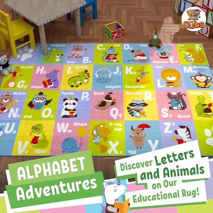 KC Cubs 3x5 ABC Alphabet Animal Rug – Educational Non-Slip Play Mat - Image 2
