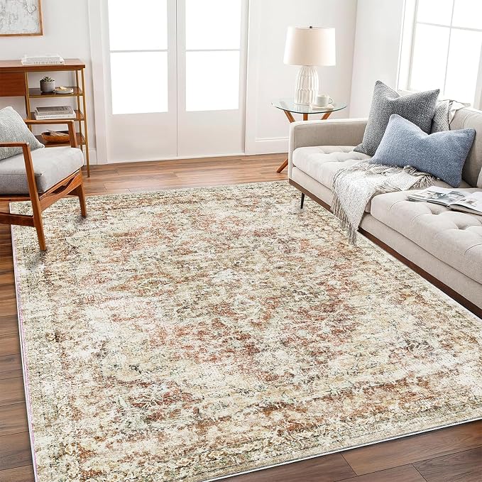 CHAMPLANT Area Rug 6'x9' Washable Vintage Traditional Floor Cover Thin Retro by CHAMPLANT