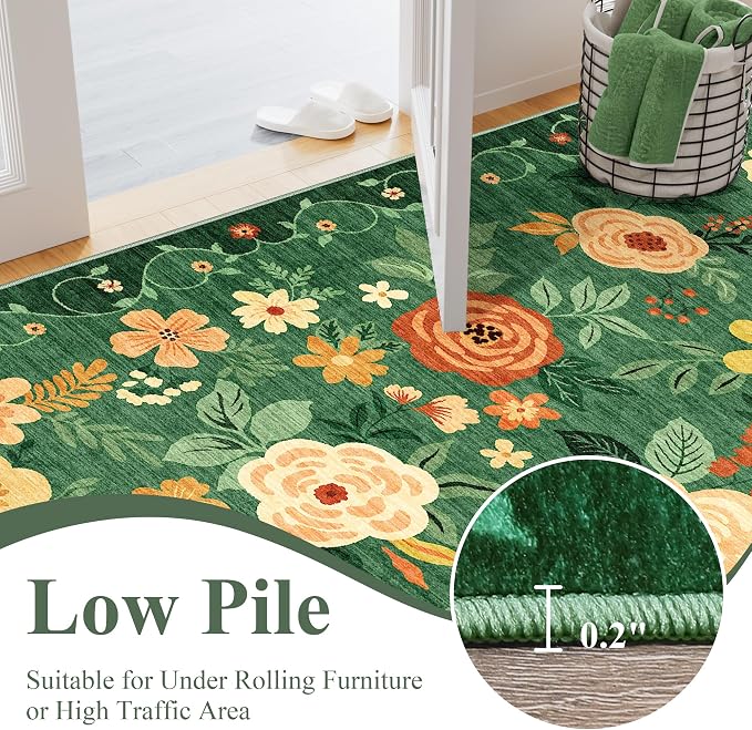 DUKINO 2x3 Rugs for Entryway, Floral Indoor Washable Door Mat, Non Slip Boho - Image 7