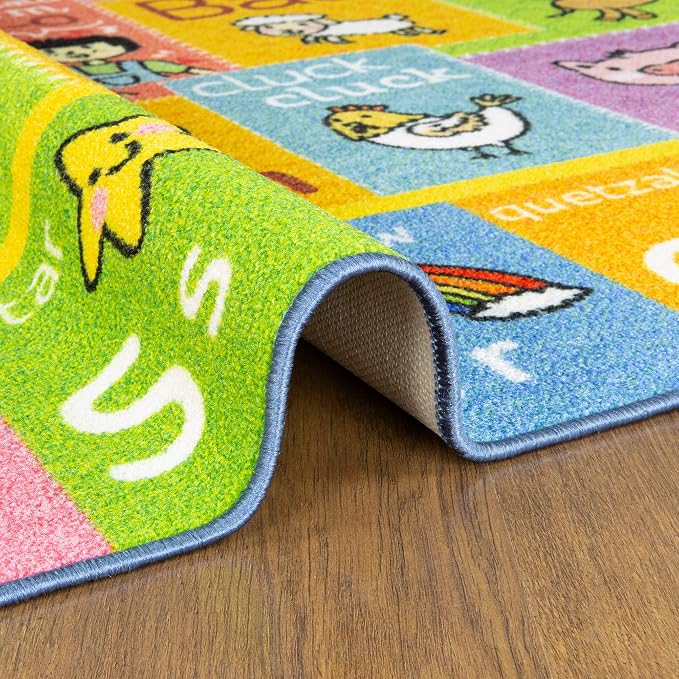 KC Cubs 5x7 ABC Alphabet Animal Sounds Rug – Educational Non-Slip Carpet Play - Image 10