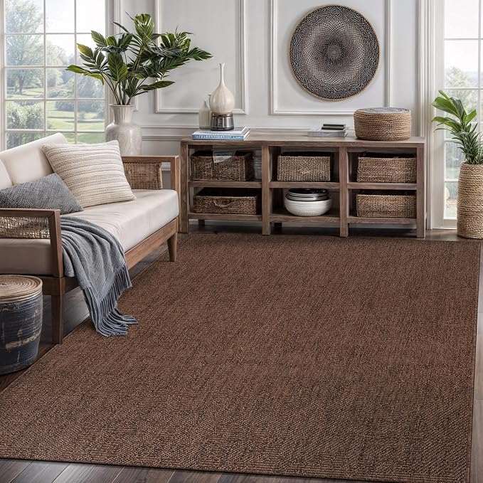 CAMILSON Easy Jute Rug 4x6, Indoor Outdoor Brown Color Fiber Area Rugs - Image 7