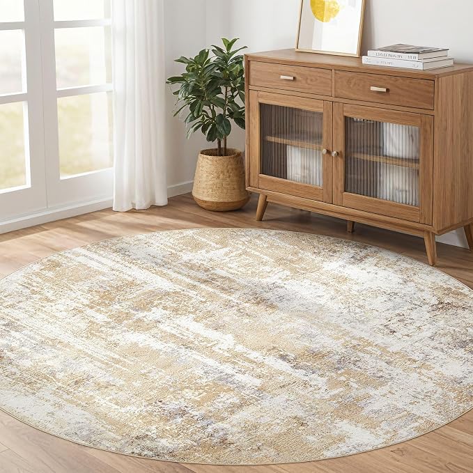Round Rug Living Room Rugs: 6Ft Washable Circle Large Abstract Modern Soft - Image 6
