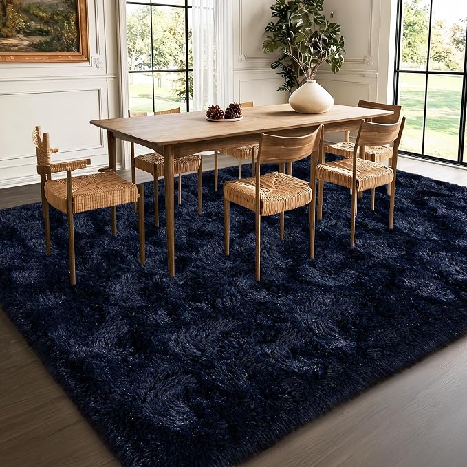 Navy Blue Rug for Living Room, 6x9 Large Fluffy Area Rugs for Bedroom, Soft - Image 6