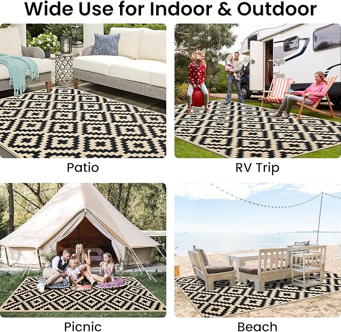 Smiry Waterproof Outdoor Rug 4x6 ft, Reversible Plastic Straw Patio Camping Rugs - Image 7
