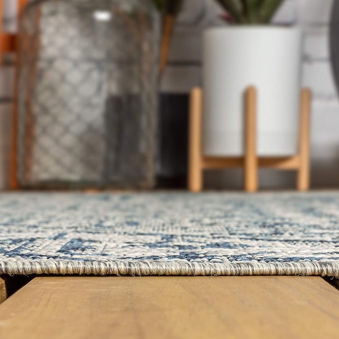 JONATHAN Y Boho Medallion Indoor Outdoor Octagon Area Rug 8 Ft Navy/Gray - Image 6