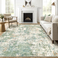 7x9 Area Rug Living Room: Washable Large Abstract Soft Green Rugs Stain by LOONGRUG