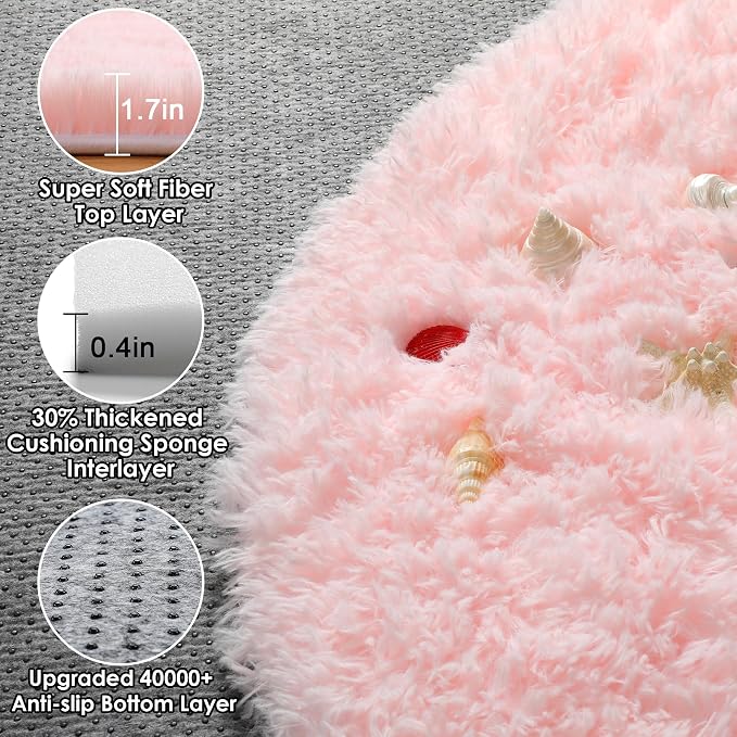 ONASAR Light Pink Round Area Rugs 6ft - Image 2