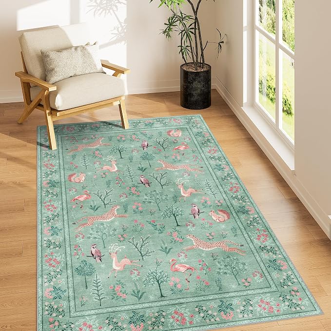 DUKINO 4x6 Rug, Washable Animal Area Rug by DUKINO