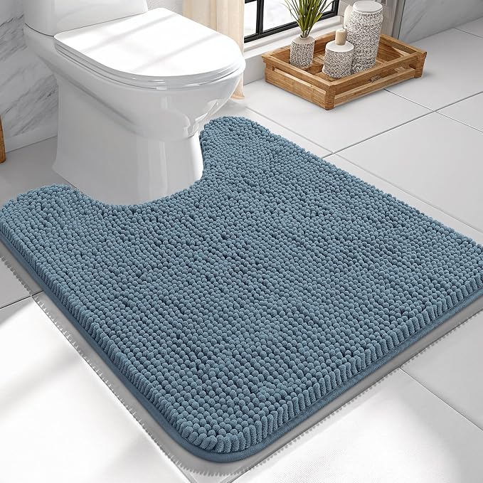 OLANLY Toilet Rugs U-Shaped 24x24, Extra Soft Absorbent Chenille Contour by OLANLY