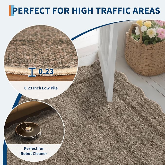 GarveeHome Scalloped Round Area Rugs, Washable Small Round Rug 3ft Non-Slip - Image 5
