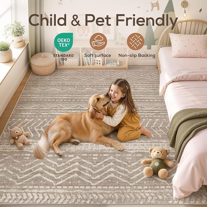Nakagishi Area Rug Living Room Rugs: 11x14 Large Soft Machine Washable Boho - Image 4