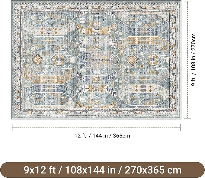 befbee 9x12 Area Rug, Ultra-Thin Washable Rugs - Image 2