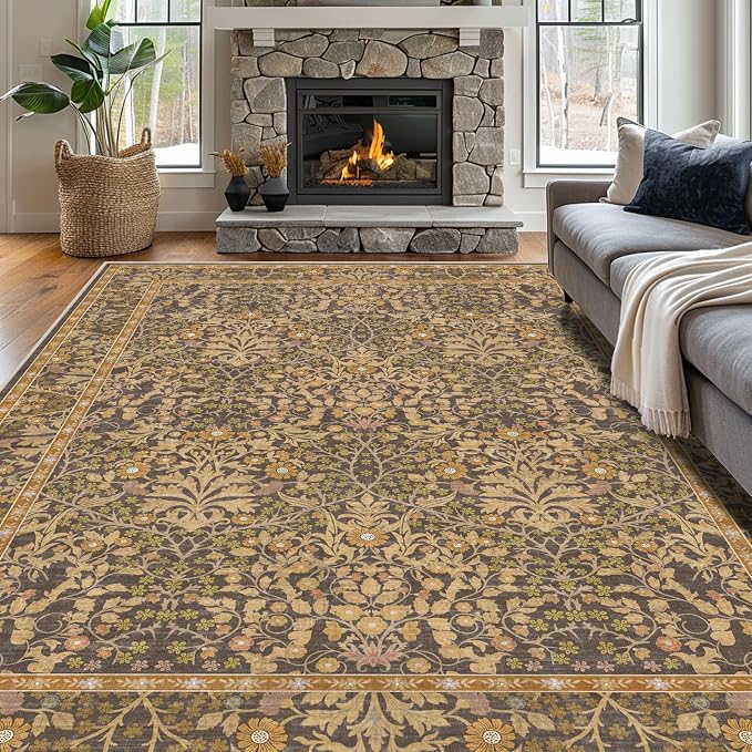 9x12 Washable Area Rugs for Living Room, Stain Resistant Vintage Rugs for - Image 3