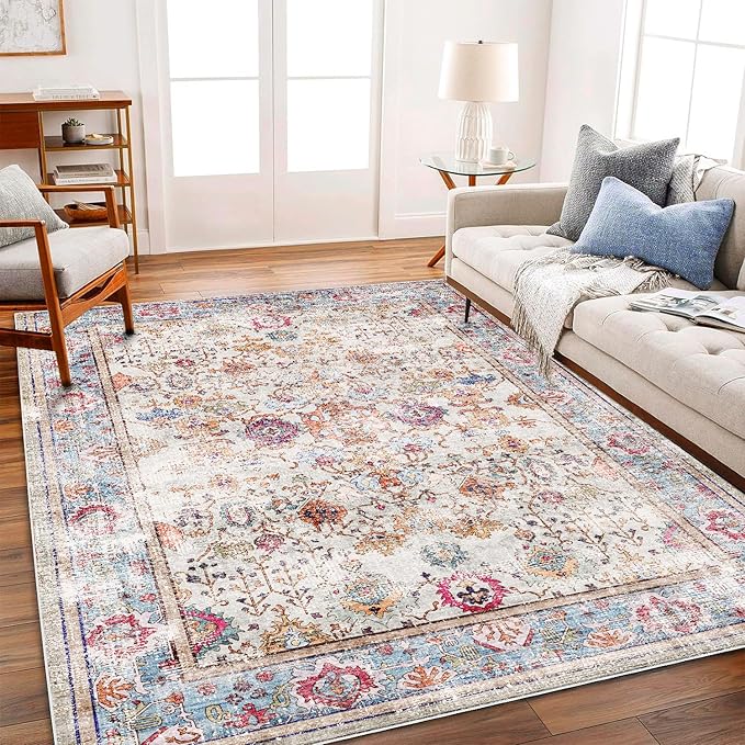 CHAMPLANT Washable 10'x14' Area Rug Vintage Traditional Distressed Indoor by CHAMPLANT