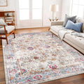 CHAMPLANT Washable Area Rug Vintage 6'x9' Light Traditional Floor Cover Thin by CHAMPLANT