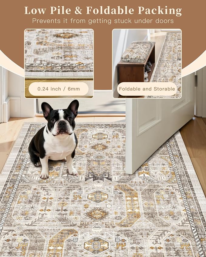 Madane Hallway Rug 3x10, Kitchen Rugs Washable Entryway Rug Vintage Kitchen - Image 7