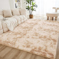 Litanika 6x9 Shag Area Rug for Living Room Bedroom, Tie-Dyed Beige High Pile by Litanika