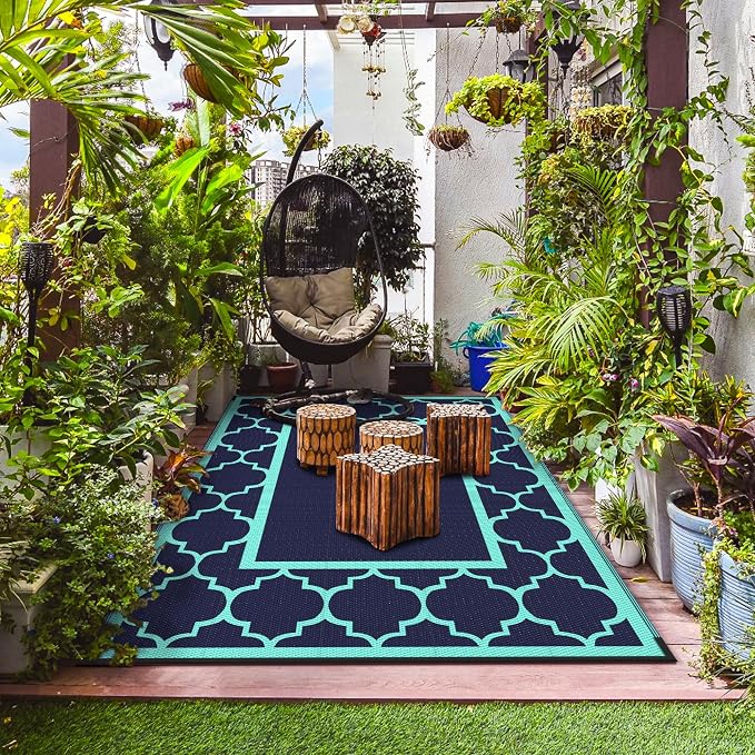GENIMO 8 ' x 10 ' Outdoor Rug for Patio, Waterproof Indoor Outdoor Plastic - Image 3