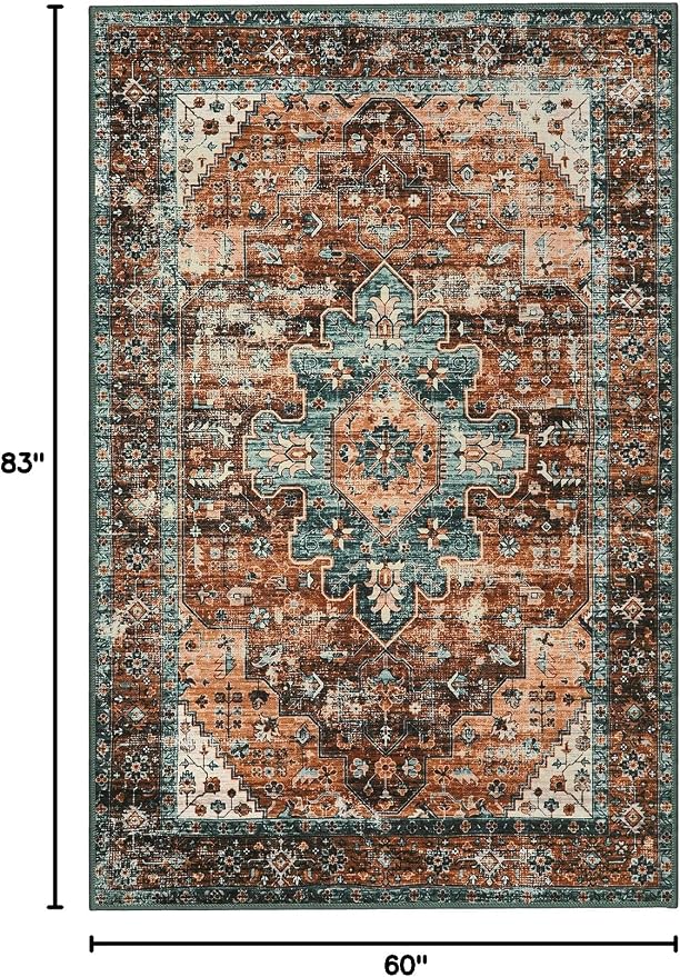 Moynesa Ultra-Thin Washable Vintage Area Rug - Image 2
