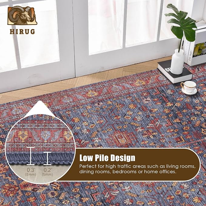 Washable Area Rug 6' x 9' Vintage Traditional Persian Mat - Image 5