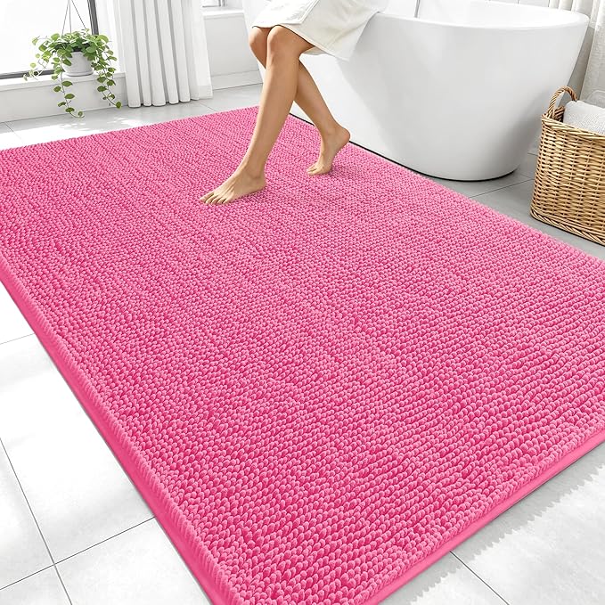 OLANLY Large Bathroom Rugs 70x46, Extra Soft Absorbent Chenille Bath Rugs by OLANLY