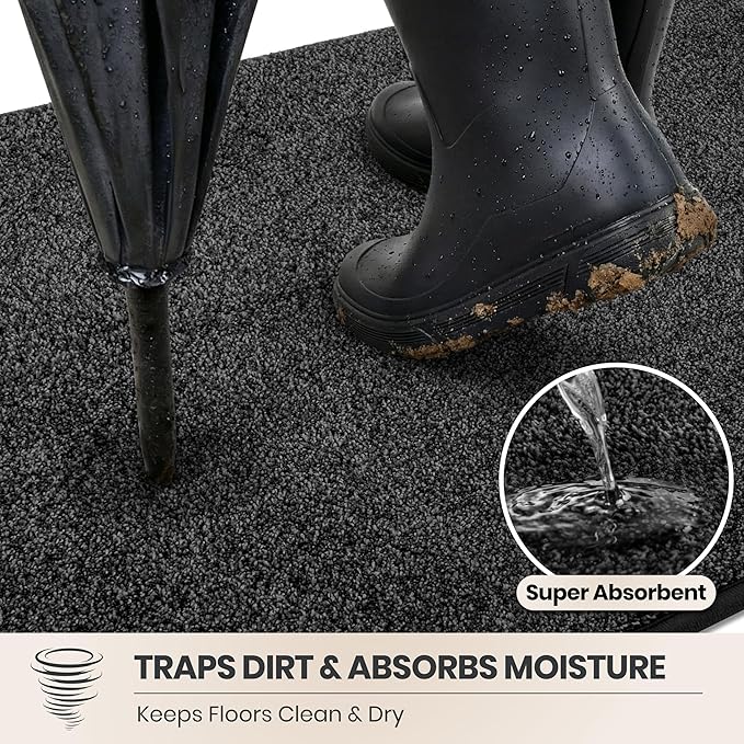 PURRUGS Dirt Trapping Door Mat 31.5" x 70", Non-Slip Machine Washable Entryway - Image 2