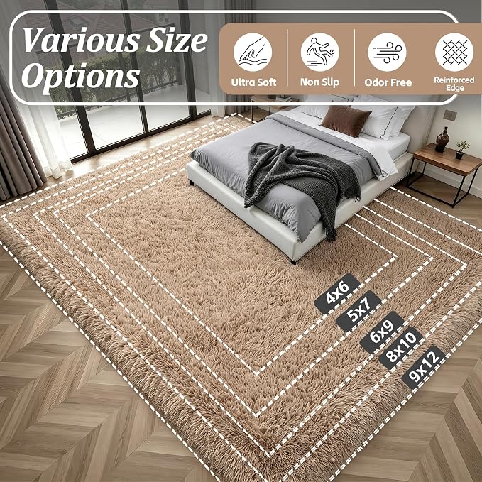 Fluffy 4x6 Area Rugs for Living Room Bedroom: Ultra Soft Shag Rug Non-Slip - Image 9