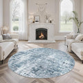 Soalmost 6x6 Blue/Grey Round Rug 6ft Living Room Circle Rug Vintage Round Area by Soalmost
