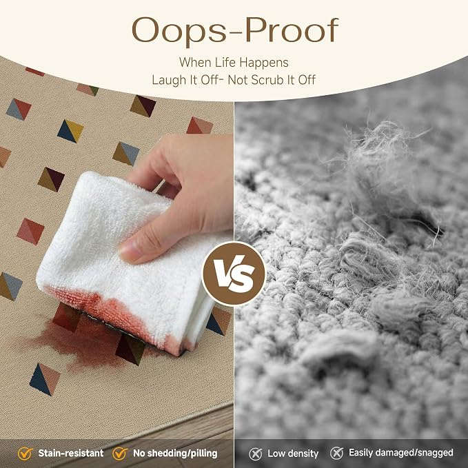 HUGEAR 5x7 Jute Outdoor Indoor Checkered Rug Washable Linen Textured Weave High - Image 4