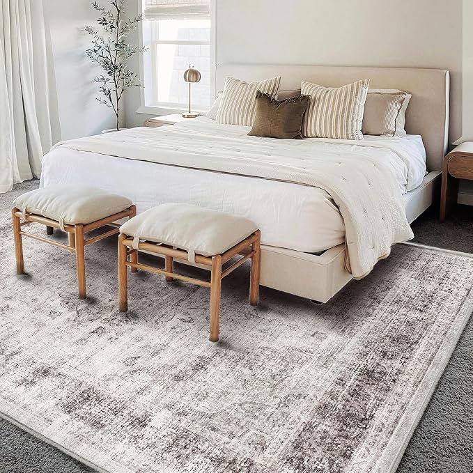 CHAMPLANT Area Rug 6'x9' Washable Floral red Vintage Traditional Floor Cover - Image 2