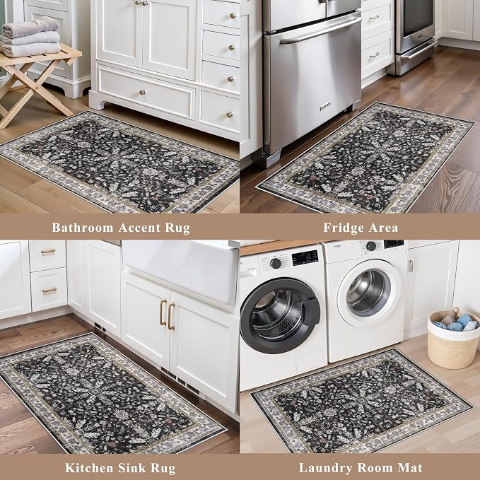 2x3 Rug Non-Slip Washable for Kitchen – Boho Small Throw Rug for Sink & Entryway - Image 3