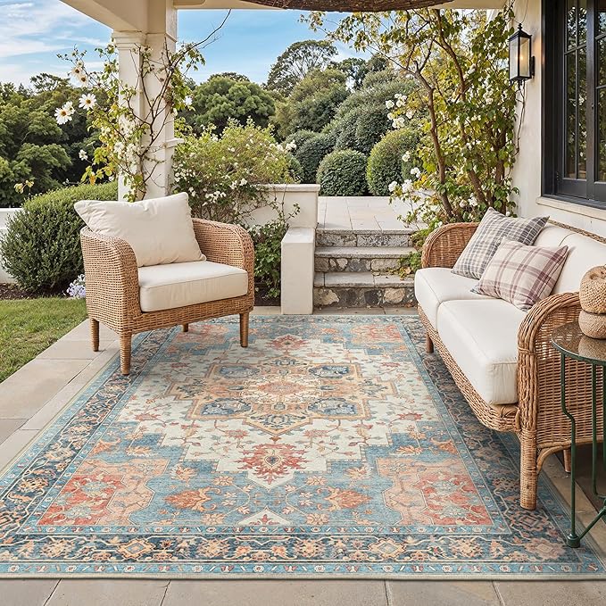 GENIMO Outdoor & Indoor Area Rug 4'x6', Waterproof, Non-Shedding, Easy Cleaning by GENIMO