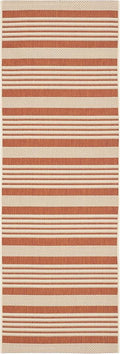 SAFAVIEH Courtyard Collection 2'3" x 16' Terracotta/Beige CY6062 Stripe Indoor/ by Unknown