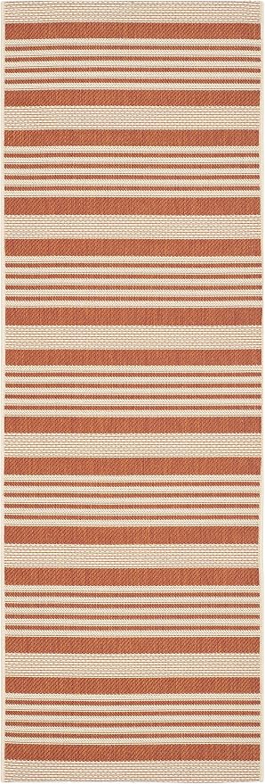 SAFAVIEH Courtyard Collection 2'3' x 14' Terracotta/Beige CY6062 Stripe Indoor/ by Unknown