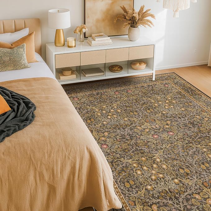 Washable Brown Oriental 5x8 Area Rug - Image 3