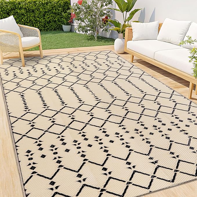 Smiry Outdoor Rug 8x10 ft, Waterproof Reversible Plastic Straw Rugs, Boho by Smiry