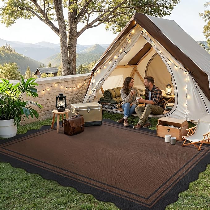 6x9 Scalloped Rug Easy Jute Washable Outdoor Patio Rug - Image 8