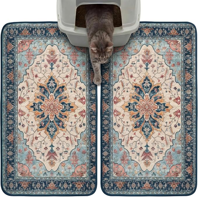 Hompet Cat Litter Mat 2 Pack, 18x28 Machine Washable Trapping Mats by Hompet