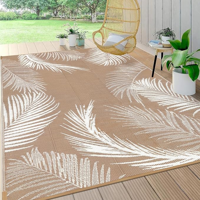 Pauwer Waterproof Outdoor Rug 5x8, Reversible Plastic Straw Patio Camping Rug by Pauwer