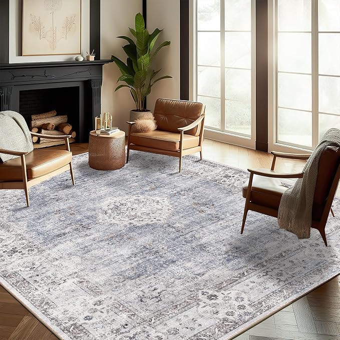 CHAMPLANT Washable Area Rug 10'x14' Boho Design Non-Shedding Easy Care Ideal by CHAMPLANT