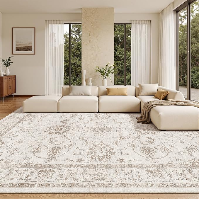 Madane Living Room 10x14 Area Rugs, Washable Low Pile Non-Slip Stain Resistant by Madane