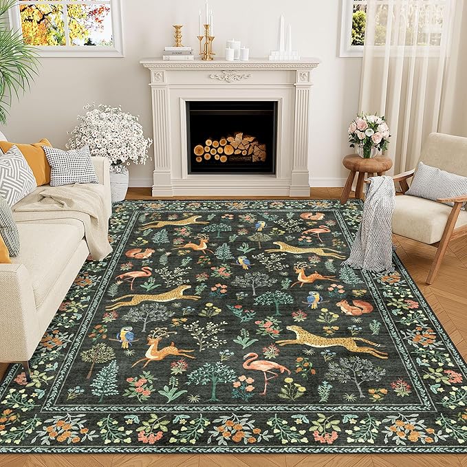 DUKINO 5x7 Rug, Washable Animal Living Room Rug by DUKINO