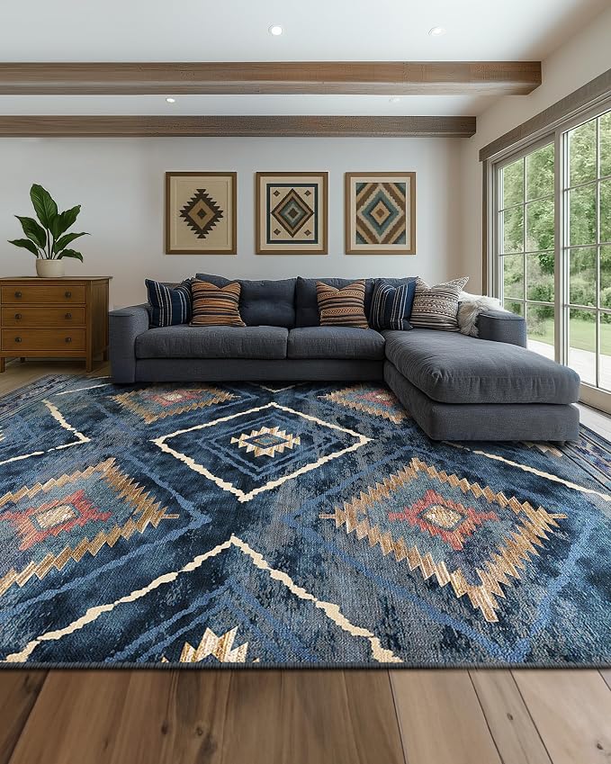 BESTSWEETIE Area Rug 9x12 Rug Machine Washable Non-Slip Low Pile Print Pattern by BESTSWEETIE