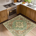 RELEANY Area Rugs Square 4ft Washable Non-Slip, Floral Vintage Distress by RELEANY