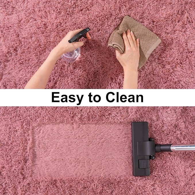 Soft Runner Rugs for Bedroom Hallways, 2x6 Blush Pink Fluffy Shag Throw Area - Image 7