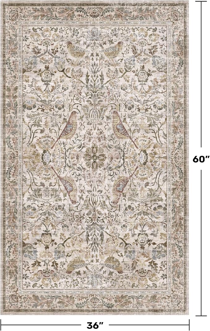 Washable 3x5 Moss Large Entryway Rugs - Image 2