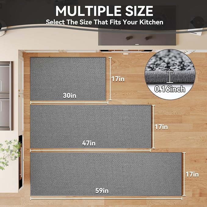 Kitchen Mats for Floor, Super Absorbent Kitchen Rugs Non Slip Washable - Image 2